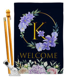 Welcome K Initial - Floral Spring Vertical Impressions Decorative Flags HG130245 Made In USA