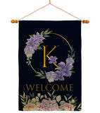 Welcome K Initial - Floral Spring Vertical Impressions Decorative Flags HG130245 Made In USA