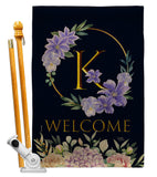 Welcome K Initial - Floral Spring Vertical Impressions Decorative Flags HG130245 Made In USA