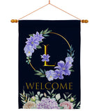 Welcome L Initial - Floral Spring Vertical Impressions Decorative Flags HG130246 Made In USA