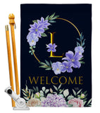 Welcome L Initial - Floral Spring Vertical Impressions Decorative Flags HG130246 Made In USA