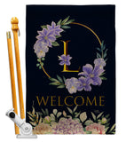 Welcome L Initial - Floral Spring Vertical Impressions Decorative Flags HG130246 Made In USA