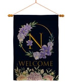 Welcome N Initial - Floral Spring Vertical Impressions Decorative Flags HG130248 Made In USA