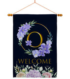 Welcome O Initial - Floral Spring Vertical Impressions Decorative Flags HG130249 Made In USA