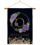 Welcome O Initial - Floral Spring Vertical Impressions Decorative Flags HG130249 Made In USA