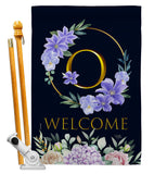 Welcome O Initial - Floral Spring Vertical Impressions Decorative Flags HG130249 Made In USA