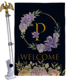 Welcome P Initial - Floral Spring Vertical Impressions Decorative Flags HG130250 Made In USA