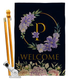 Welcome P Initial - Floral Spring Vertical Impressions Decorative Flags HG130250 Made In USA