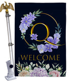 Welcome Q Initial - Floral Spring Vertical Impressions Decorative Flags HG130251 Made In USA