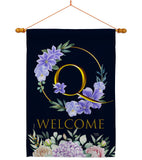 Welcome Q Initial - Floral Spring Vertical Impressions Decorative Flags HG130251 Made In USA