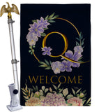 Welcome Q Initial - Floral Spring Vertical Impressions Decorative Flags HG130251 Made In USA