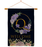 Welcome Q Initial - Floral Spring Vertical Impressions Decorative Flags HG130251 Made In USA