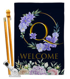 Welcome Q Initial - Floral Spring Vertical Impressions Decorative Flags HG130251 Made In USA