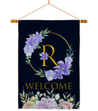 Welcome R Initial - Floral Spring Vertical Impressions Decorative Flags HG130252 Made In USA