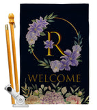 Welcome R Initial - Floral Spring Vertical Impressions Decorative Flags HG130252 Made In USA