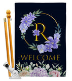 Welcome R Initial - Floral Spring Vertical Impressions Decorative Flags HG130252 Made In USA