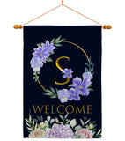 Welcome S Initial - Floral Spring Vertical Impressions Decorative Flags HG130253 Made In USA