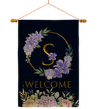 Welcome S Initial - Floral Spring Vertical Impressions Decorative Flags HG130253 Made In USA