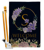 Welcome S Initial - Floral Spring Vertical Impressions Decorative Flags HG130253 Made In USA