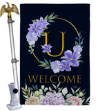 Welcome U Initial - Floral Spring Vertical Impressions Decorative Flags HG130255 Made In USA