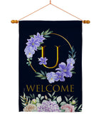 Welcome U Initial - Floral Spring Vertical Impressions Decorative Flags HG130255 Made In USA