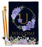 Welcome U Initial - Floral Spring Vertical Impressions Decorative Flags HG130255 Made In USA