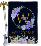 Welcome W Initial - Floral Spring Vertical Impressions Decorative Flags HG130257 Made In USA