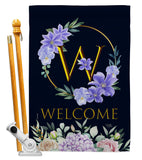 Welcome W Initial - Floral Spring Vertical Impressions Decorative Flags HG130257 Made In USA