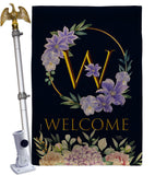 Welcome W Initial - Floral Spring Vertical Impressions Decorative Flags HG130257 Made In USA