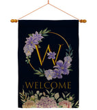 Welcome W Initial - Floral Spring Vertical Impressions Decorative Flags HG130257 Made In USA