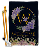 Welcome W Initial - Floral Spring Vertical Impressions Decorative Flags HG130257 Made In USA