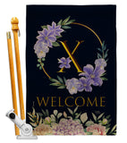 Welcome X Initial - Floral Spring Vertical Impressions Decorative Flags HG130258 Made In USA