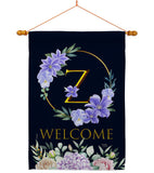 Welcome Z Initial - Floral Spring Vertical Impressions Decorative Flags HG130260 Made In USA