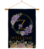 Welcome Z Initial - Floral Spring Vertical Impressions Decorative Flags HG130260 Made In USA