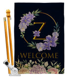 Welcome Z Initial - Floral Spring Vertical Impressions Decorative Flags HG130260 Made In USA