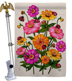 Ladybug Bouquet - Floral Garden Friends Vertical Impressions Decorative Flags HG190163 Made In USA