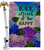 Eat Drink Happy - Floral Spring Vertical Impressions Decorative Flags HG192535 Made In USA
