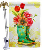 Spring Boots - Floral Spring Vertical Impressions Decorative Flags HG192649 Made In USA