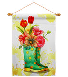 Spring Boots - Floral Spring Vertical Impressions Decorative Flags HG192649 Made In USA