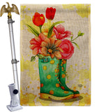 Spring Boots - Floral Spring Vertical Impressions Decorative Flags HG192649 Made In USA