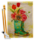 Spring Boots - Floral Spring Vertical Impressions Decorative Flags HG192649 Made In USA