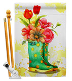 Spring Boots - Floral Spring Vertical Impressions Decorative Flags HG192649 Made In USA