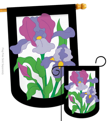 Iris - Floral Spring Vertical Applique Decorative Flags HG104052