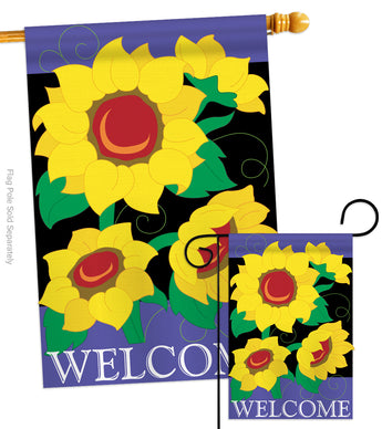 Sunflowers - Floral Spring Vertical Applique Decorative Flags HG104054