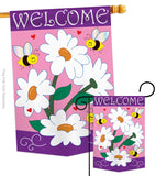 Daisies - Floral Spring Vertical Applique Decorative Flags HG104060