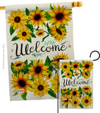 Welcome Sunflowers Bouquet - Floral Spring Vertical Impressions Decorative Flags HG104091 Made In USA