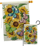 Butterflies On Sunflower - Floral Spring Vertical Impressions Decorative Flags HG104093 Made In USA