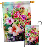 Bright Hibiscus - Floral Spring Vertical Impressions Decorative Flags HG104125 Made In USA