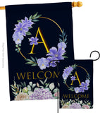 Welcome A Initial - Floral Spring Vertical Impressions Decorative Flags HG130235 Made In USA