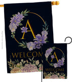 Welcome A Initial - Floral Spring Vertical Impressions Decorative Flags HG130235 Made In USA